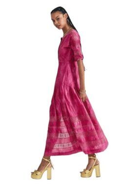 LoveShackFancy Pink Edie Linen Dress